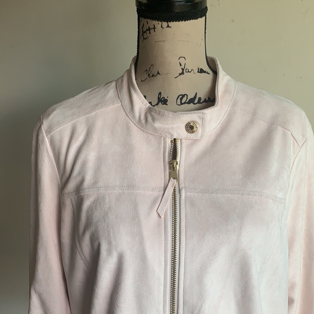 Christopher & Banks Moto Jacket Faux Suede Pale Pink XL - Picture 4 of 13
